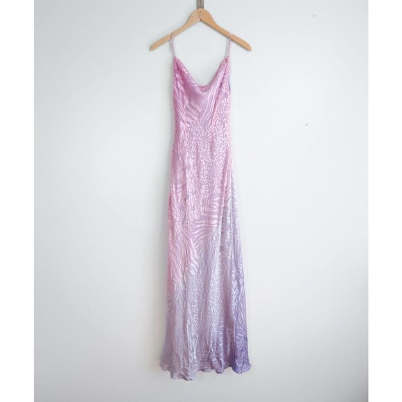 Elegant light pink lavender purple ombre silk maxi gown - Picture 5 of 16